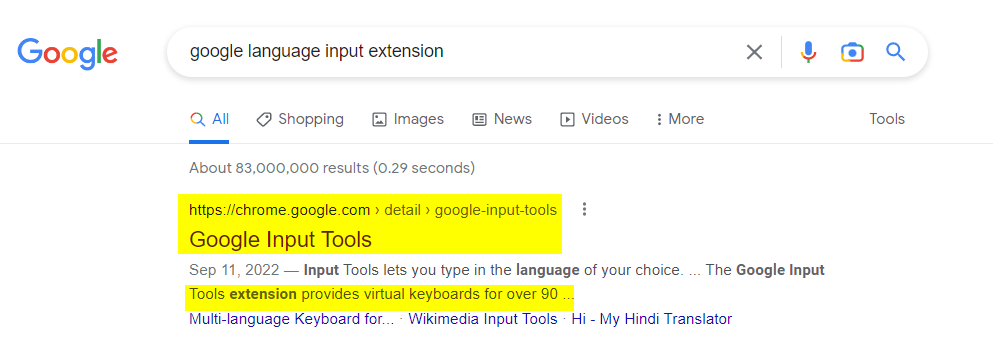Google Input Tools Extension