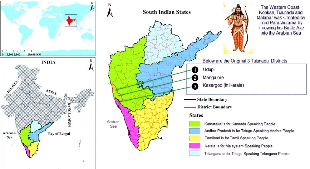 Tulunadu in India Map in the Karnataka State